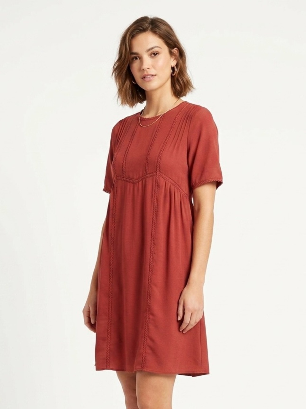Elle Rae, Short Sleeve Dress in Rust Orange - L
